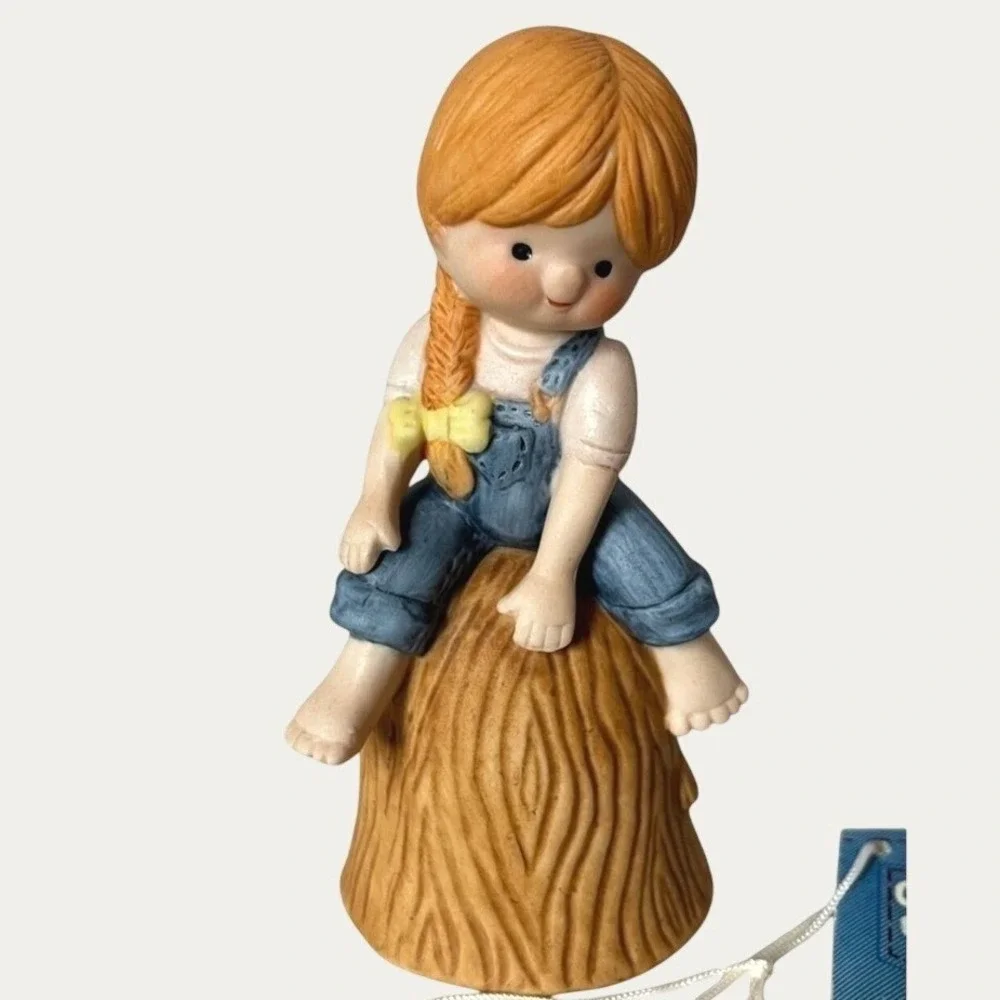 Enesco Precious Moments Country Cousins Porcelain Bell Girl Figurine Vintage
